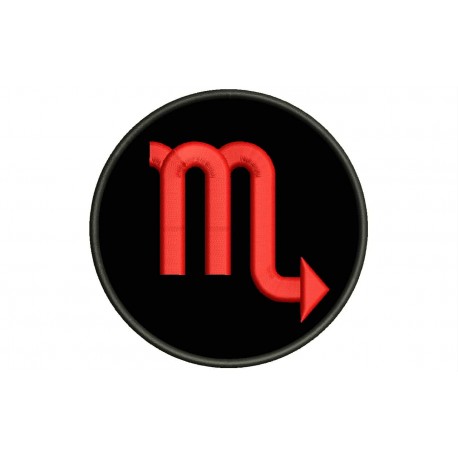 Parche Bordado SIGNO ESCORPIO (Bordado ROJO / Fondo NEGRO)