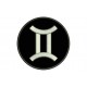 Parche Bordado SIGNO GEMINIS (Bordado PLATA / Fondo NEGRO)