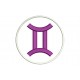 Parche Bordado SIGNO GEMINIS (Bordado VIOLETA / Fondo BLANCO)