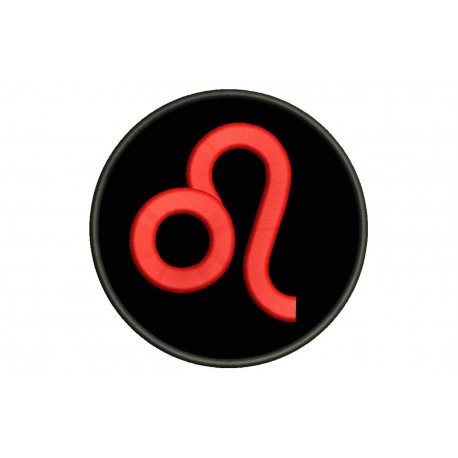 Parche Bordado SIGNO LEO (Bordado ROJO / Fondo NEGRO)