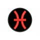 Parche Bordado SIGNO PISCIS (Bordado ROJO / Fondo NEGRO)