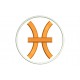 Parche Bordado SIGNO PISCIS (Bordado NARANJA / Fondo BLANCO)