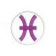 Parche Bordado SIGNO PISCIS (Bordado VIOLETA / Fondo BLANCO)