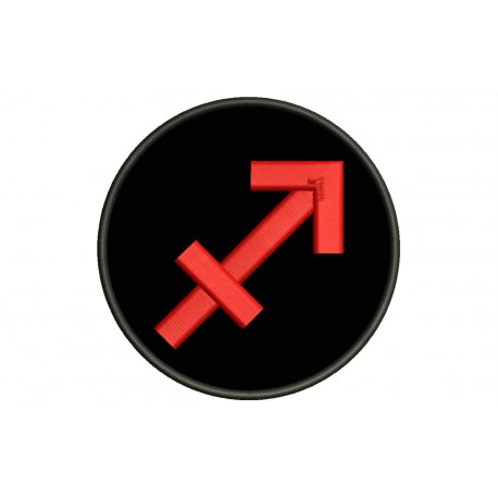 Parche Bordado SIGNO SAGITARIO (Bordado ROJO / Fondo NEGRO)