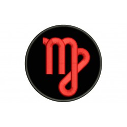 Parche Bordado SIGNO VIRGO (Bordado ROJO / Fondo NEGRO)