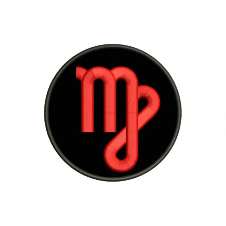 Parche Bordado SIGNO VIRGO (Bordado ROJO / Fondo NEGRO)