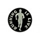 Parche Bordado RUNNING IS LIVE (Bordado PLATA / Fondo NEGRO)
