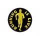 Parche Bordado RUNNING IS LIVE (Bordado ORO / Fondo NEGRO)