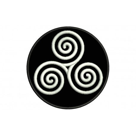 Parche Bordado TRISKEL 1 (Bordado BLANCO / Fondo NEGRO)