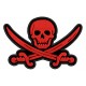 Parche Bordado CALAVERA PIRATA y SABLES (Bordado NEGRO / Fondo BLANCO)