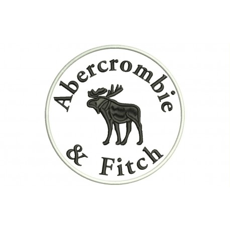 Parche Bordado ABERCROMBIE (Bordado NEGRO / Fondo BLANCO)