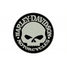 Parche Bordado HARLEY DAVIDSON CALAVERA (Bordado BLANCO / Fondo NEGRO)