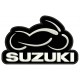 Parche Bordado MOTO SUZUKI (Bordado BLANCO / Fondo NEGRO)