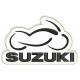 Parche Bordado MOTO SUZUKI (Bordado NEGRO / Fondo BLANCO)