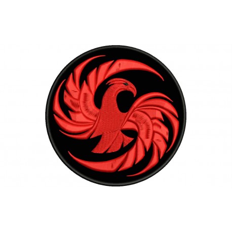 Parche Bordado AVE FENIX (Bordado ROJO / Fondo NEGRO)