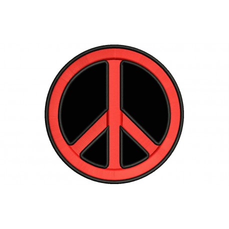 Parche Bordado SIMBOLO PAZ (Bordado ROJO / Fondo NEGRO)