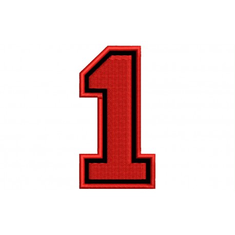 Parche Bordado NUMERO UNO (Bordado ROJO / Fondo NEGRO)