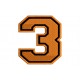 Parche Bordado NUMERO TRES (Bordado NARANJA / Fondo NEGRO)