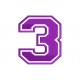 Parche Bordado NUMERO TRES (Bordado VIOLETA / Fondo BLANCO)