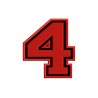 Parche Bordado NUMERO CUATRO (Bordado ROJO / Fondo NEGRO)