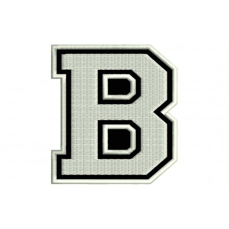 Parche Bordado LETRA B (Bordado BLANCO / Fondo NEGRO)