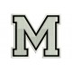 LETTER M Embroidered Patch ("COLLEGE" Font)