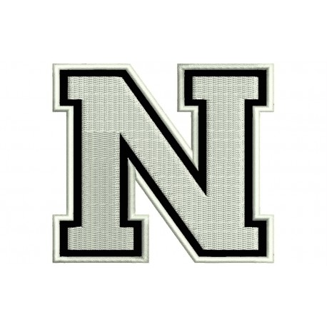Parche Bordado LETRA N (Bordado BLANCO / Fondo NEGRO)