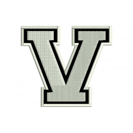 LETTER V Embroidered Patch ("COLLEGE" Font)