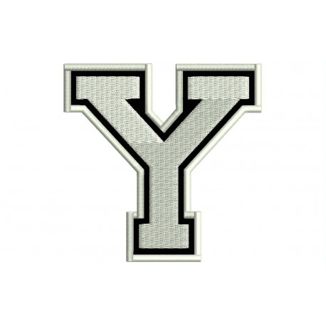 Parche Bordado LETRA Y (Bordado BLANCO / Fondo NEGRO)