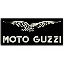 Parche Bordado MOTO GUZZI (Bordado BLANCO / Fondo NEGRO)