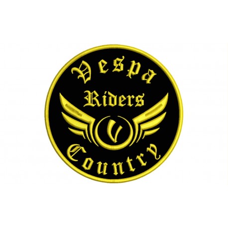 Parche Bordado VESPA RIDERS (Bordado ORO / Fondo NEGRO)