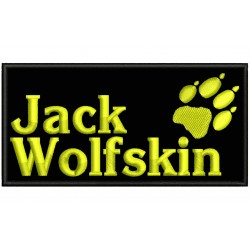 Parche Bordado JACK WOLFSKIN (Bordado AMARILLO / Fondo NEGRO)