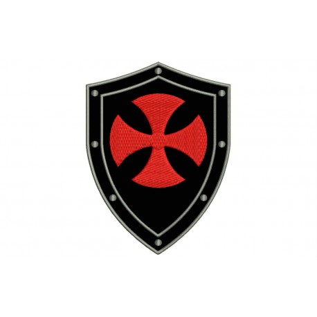 Parche Bordado ESCUDO TEMPLARIO (Fondo NEGRO)
