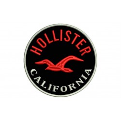 Parche Bordado HOLLISTER (Bordado ROJO / Fondo NEGRO)