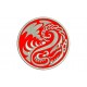 Parche Bordado DRAGON INCREIBLE (Bordado PLATA / Fondo ROJO)