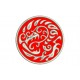 Parche Bordado DRAGON SERPIENTE (Bordado PLATA / Fondo ROJO)