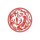 Parche Bordado DRAGON TRIBAL (Bordado ROJO / Fondo BLANCO)