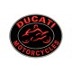 Parche Bordado DUCATI MOTORCYCLES (Bordado ROJO / Fondo NEGRO)