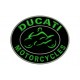 Parche Bordado DUCATI MOTORCYCLES (Bordado VERDE OSCURO / Fondo NEGRO)