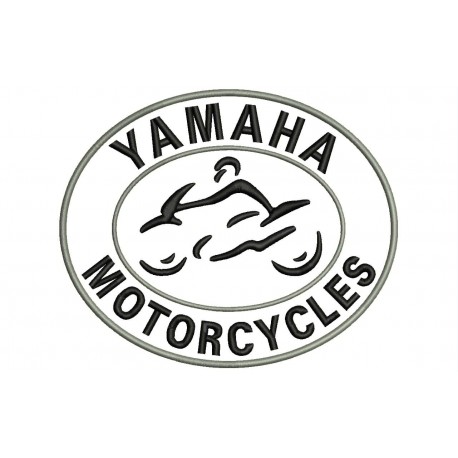 Parche Bordado YAMAHA MOTORCYCLES (Bordado NEGRO / Fondo BLANCO)