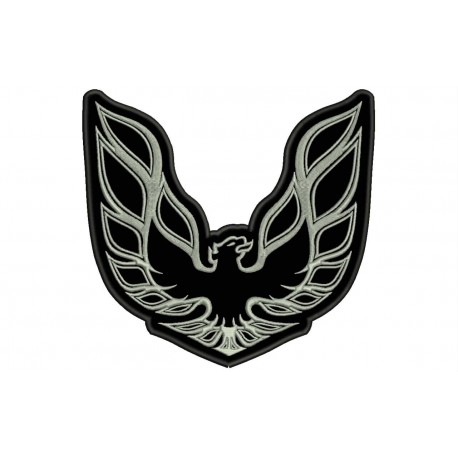 Parche Bordado PONTIAC FIREBIRD (Bordado PLATA / Fondo NEGRO)