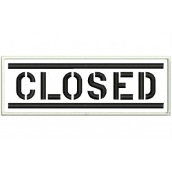 Parche Bordado CLOSED (Bordado NEGRO / Fondo BLANCO)
