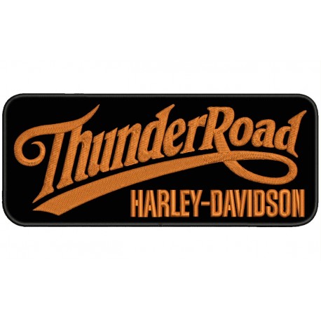 Parche Bordado THUNDER ROAD HARLEY-DAVIDSON (Bordado NARANJA / Fondo NEGRO) 