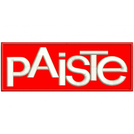 Parche Bordado PAISTE (Bordado BLANCO / Fondo ROJO)