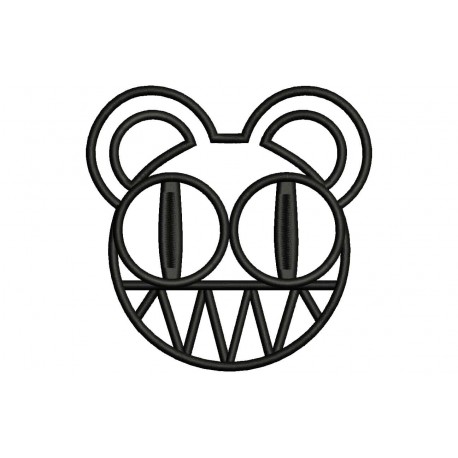 Parche Bordado RADIO HEAD (Bordado NEGRO / Fondo BLANCO)