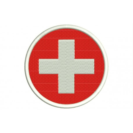 SWITZERLAND FLAG (Circle) Embroidered Patch