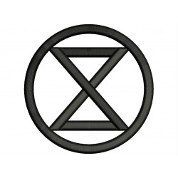 Parche Bordado REBELION contra la EXTINCION (Bordado NEGRO / Fondo BLANCO)