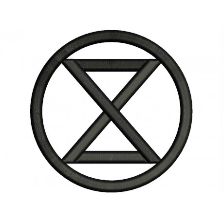 Parche Bordado REBELION contra la EXTINCION (Bordado NEGRO / Fondo BLANCO)