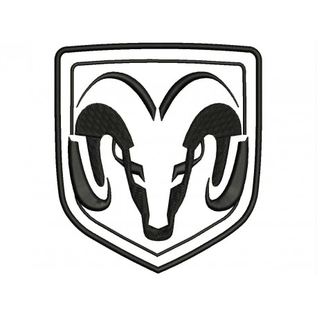 Parche Bordado RAM TRUCKS (Bordado NEGRO / Fondo BLANCO)