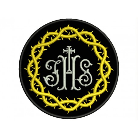 CROWN of THORNS and JHS Embroidered Patch